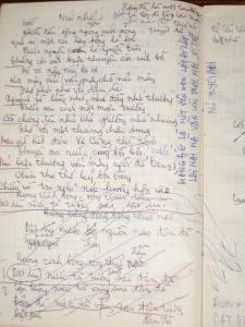 Một trang bản thảo của Cung Trầm Tưởng. photo by PNH, 11.2008.